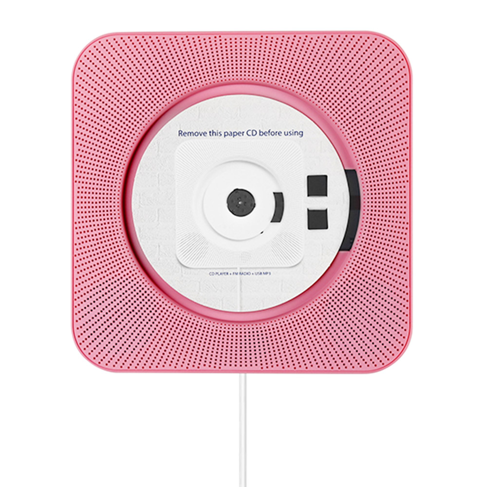 Kecag KC-808 Wall Mountable CD Player with Bluetooth with Remote Control FM Radio MP3 Headphone Jack USB - Pink