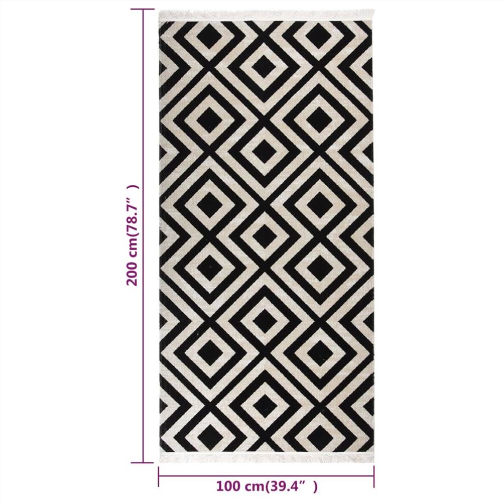Outdoor Rug Flatweave 100x200 cm Black and Beige