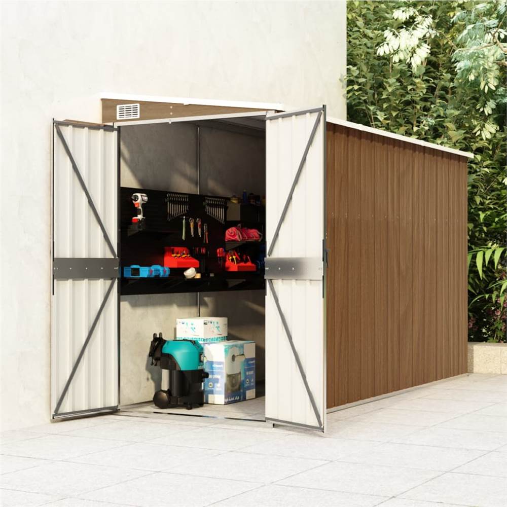 

Wall-mounted Garden Shed Brown 118x288x178 cm Galvanised Steel