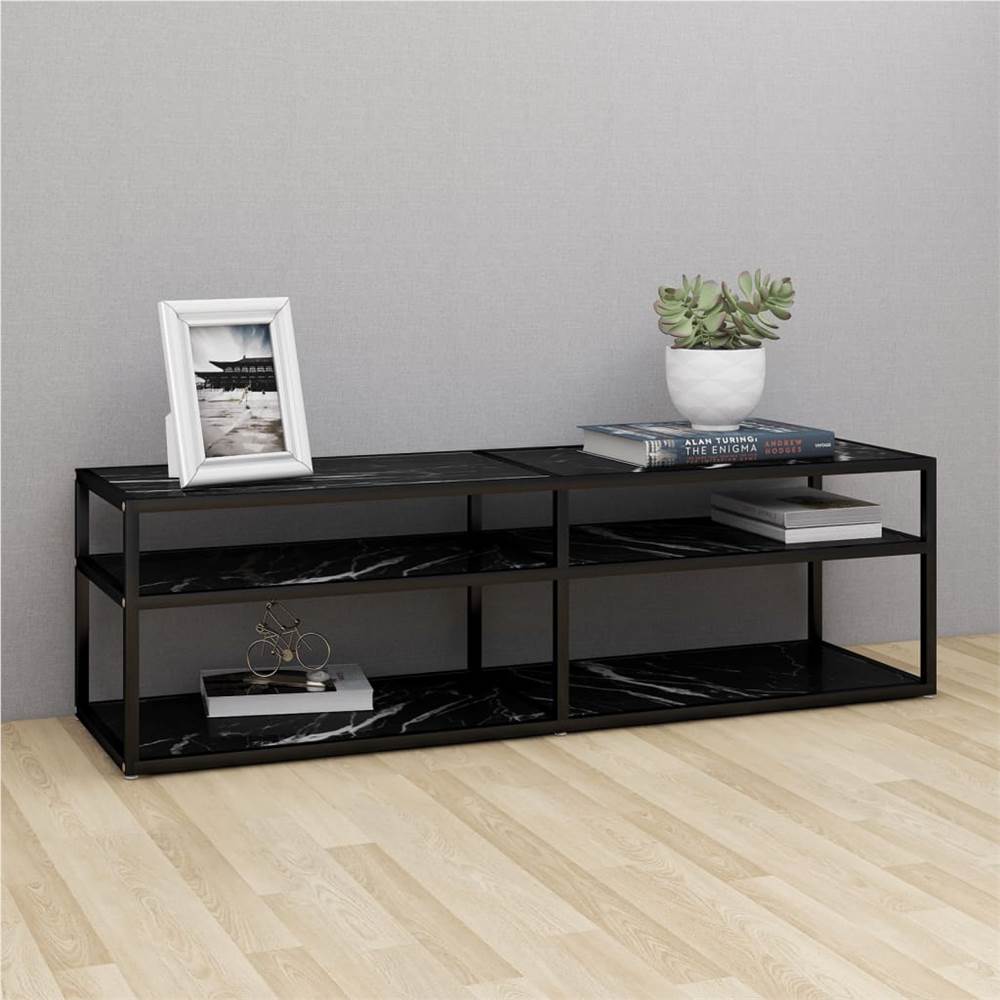 

TV Cabinet Black Marble 140x40x40.5 cm Tempered Glass