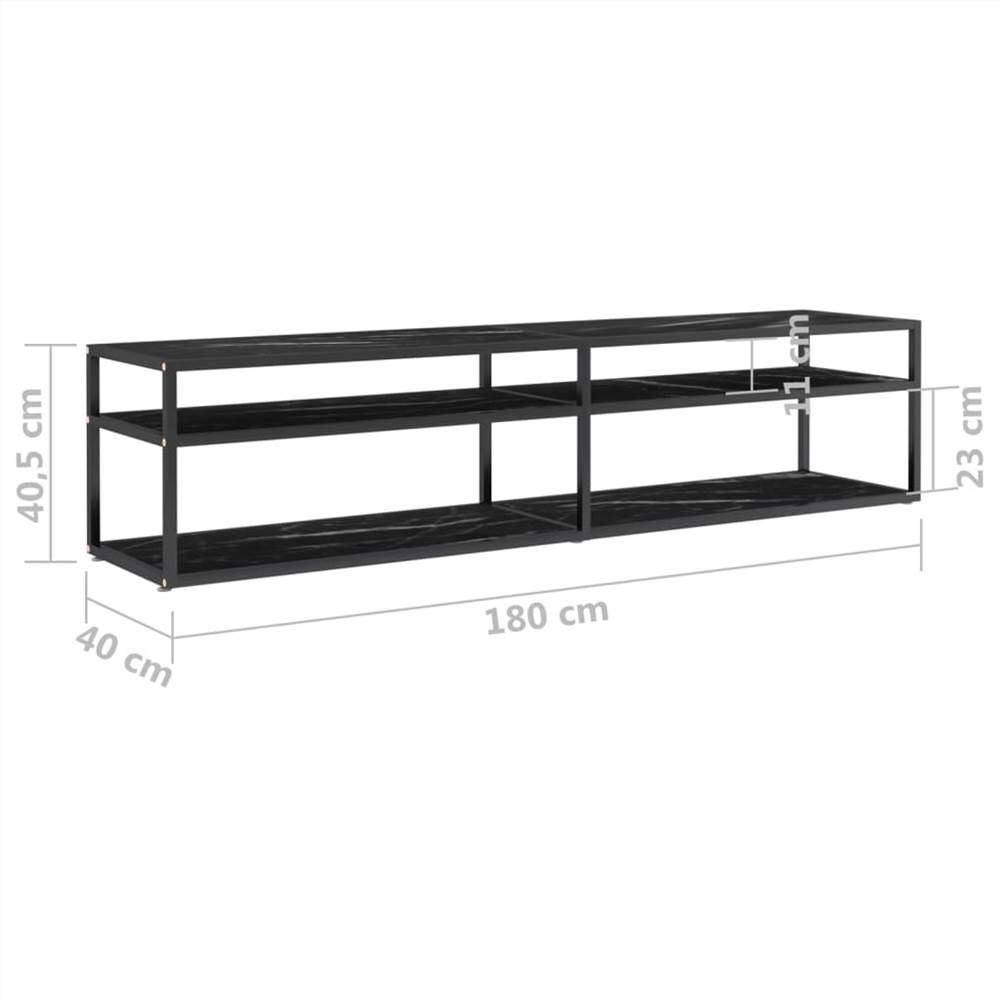 TV Cabinet Black Marble 180x40x40.5 cm Tempered Glass