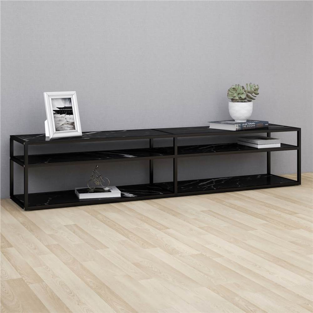 

TV Cabinet Black Marble 200x40x40.5 cm Tempered Glass