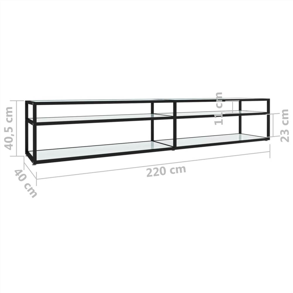 TV Cabinet White Marble 220x40x40.5 cm Tempered Glass