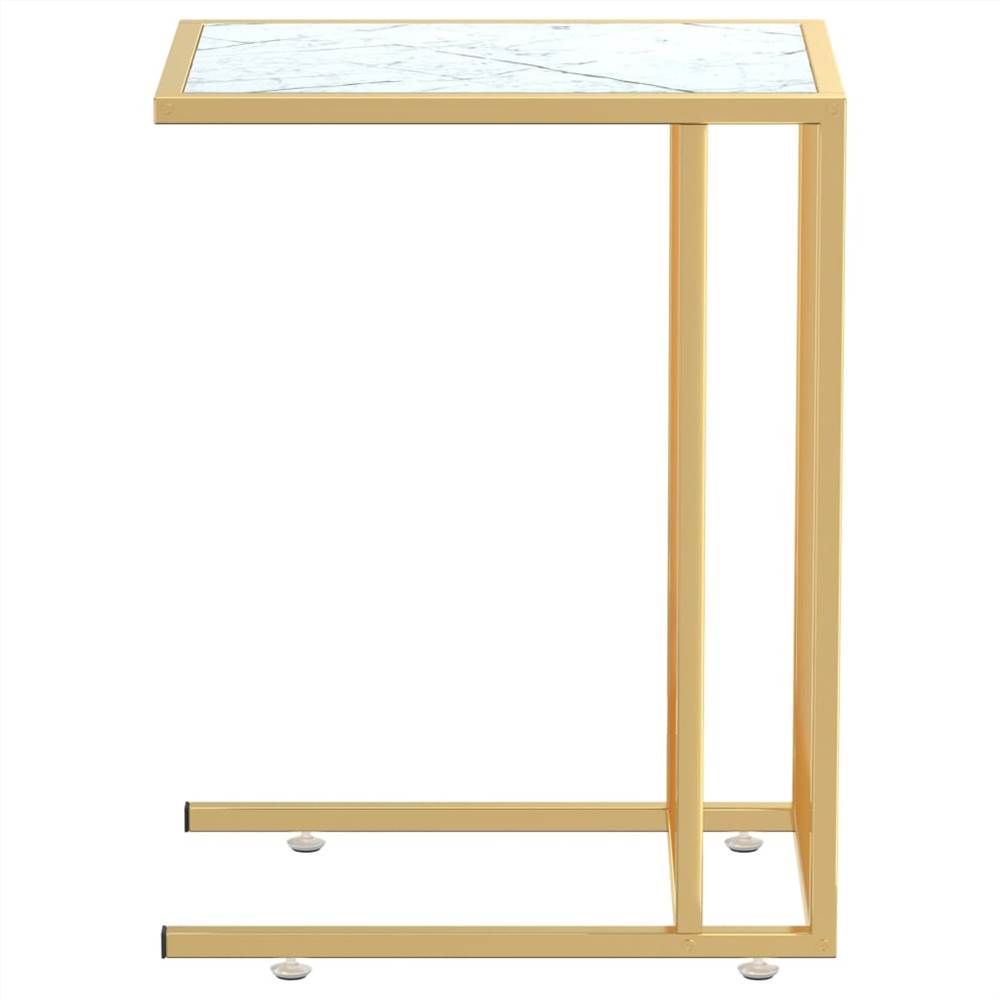 Computer Side Table White Marble 50x35x65 cm Tempered Glass