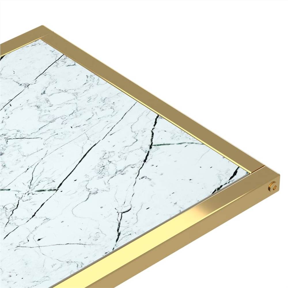 Computer Side Table White Marble 50x35x65 cm Tempered Glass