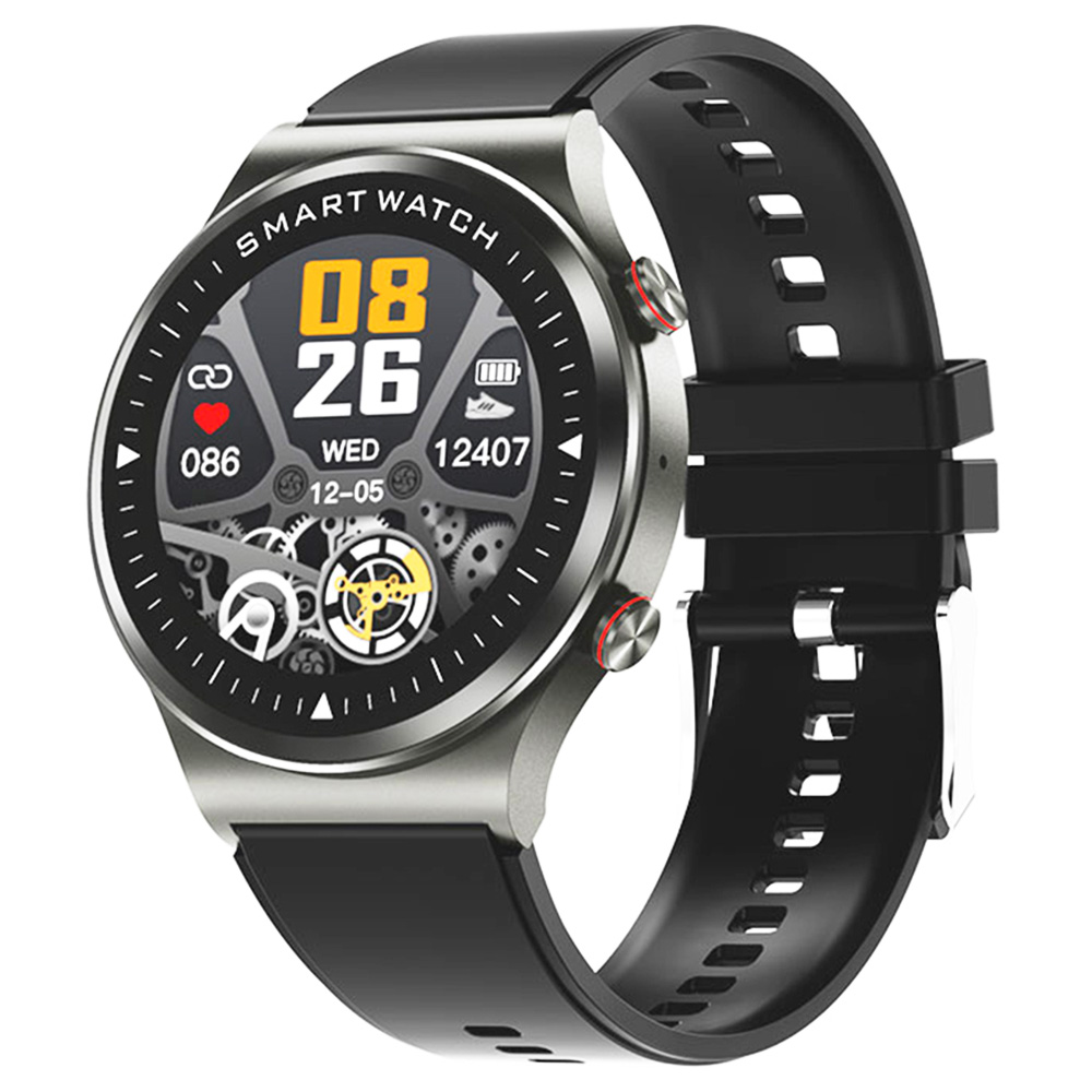 KUMI GT5 Smartwatch 1.28'' BT Çağrılı IPS HD Ekran Çoklu Spor Nabız Monitörü SpO2 Ölçümü - Siyah