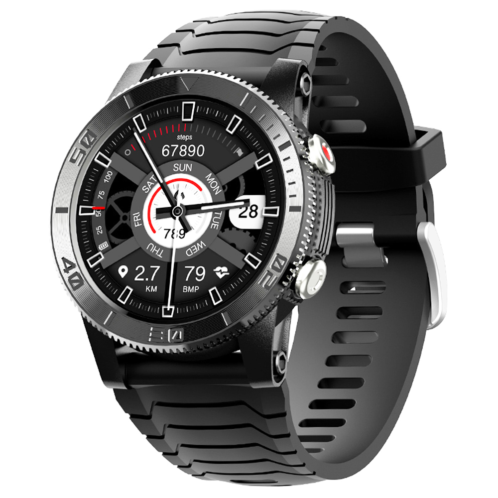 KUMI U5 Smartwatch 1.32 '' หน้าจอสี IPS พร้อม GPS สำหรับกีฬากลางแจ้ง Heart Health การวัด SpO2 - Black