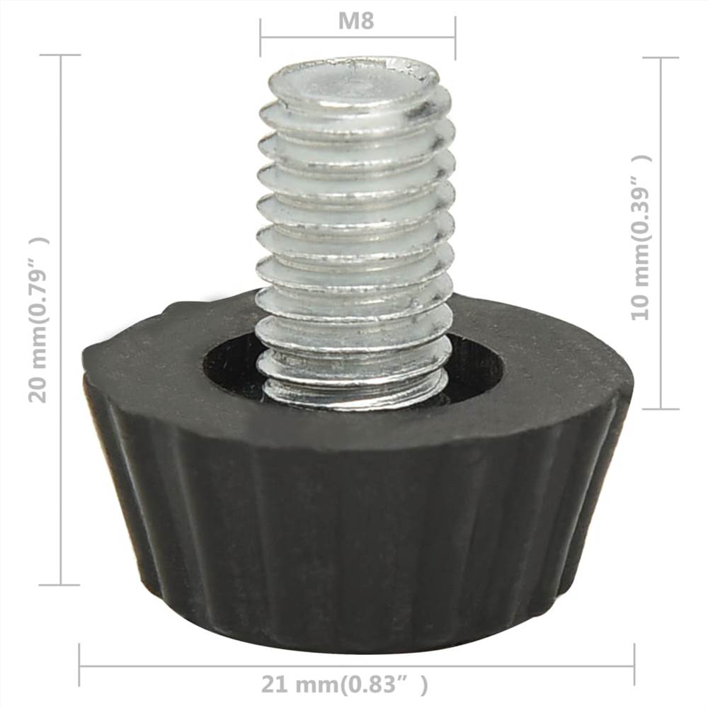 Adjustable Furniture Feet M8 18 pcs Black