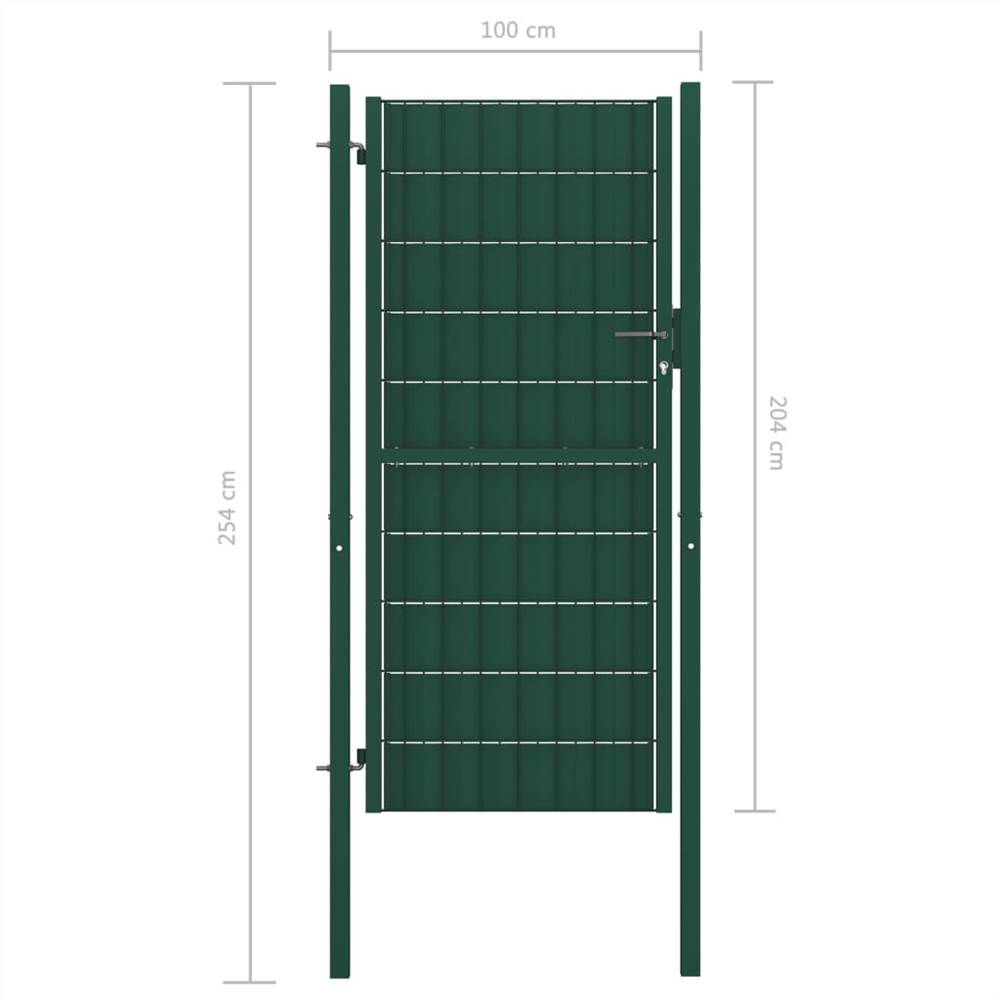 Fence Gate Steel 100x204 cm Green