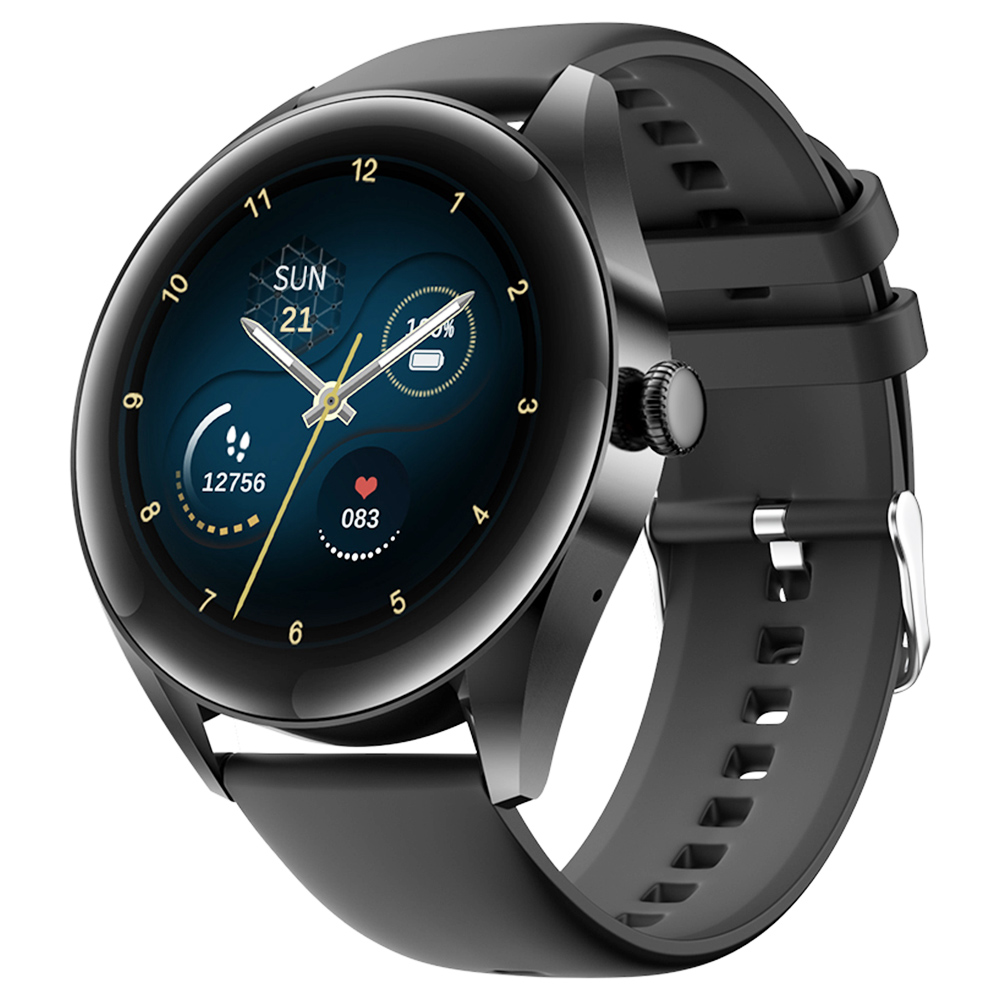 Smartwatch KUMI GW3 per uomo Schermo a colori HD da 1.32 '' con chiamate Bluetooth Monitoraggio della frequenza cardiaca Modalità multi-sport - Nero