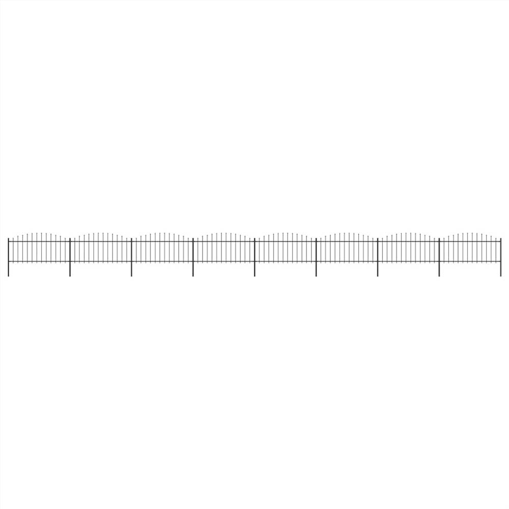 

Garden Fence with Spear Top Steel (0.5-0.75)x13.6 m Black