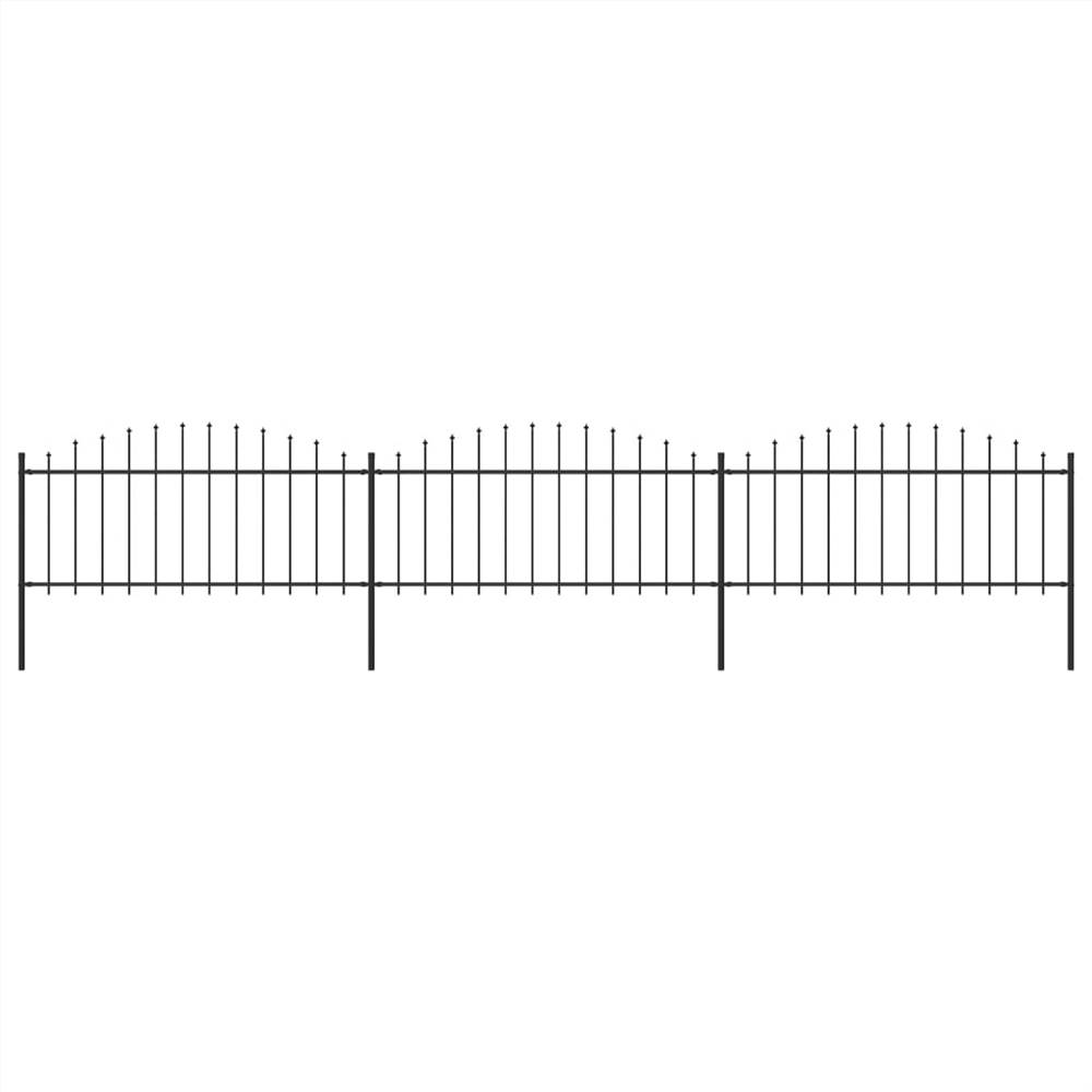 

Garden Fence with Spear Top Steel (0.5-0.75)x5.1 m Black