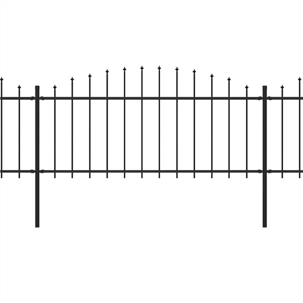 Garden Fence with Spear Top Steel (0.5-0.75)x8.5 m Black