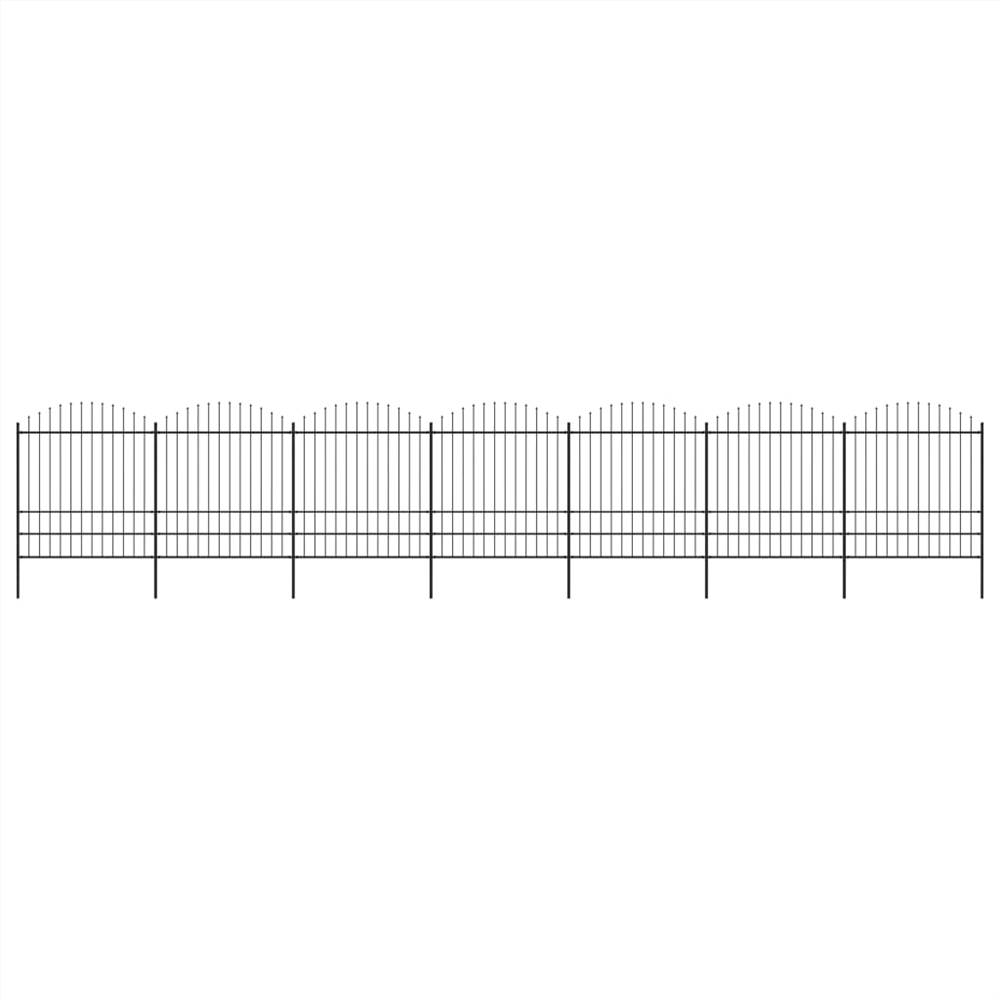 Garden Fence with Spear Top Steel (1.75-2)x11.9 m Black