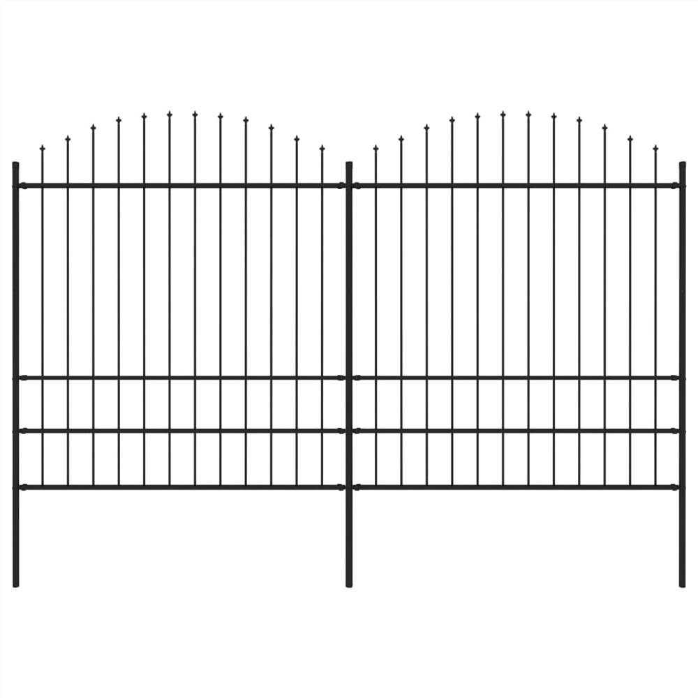 

Garden Fence with Spear Top Steel (1.75-2)x3.4 m Black
