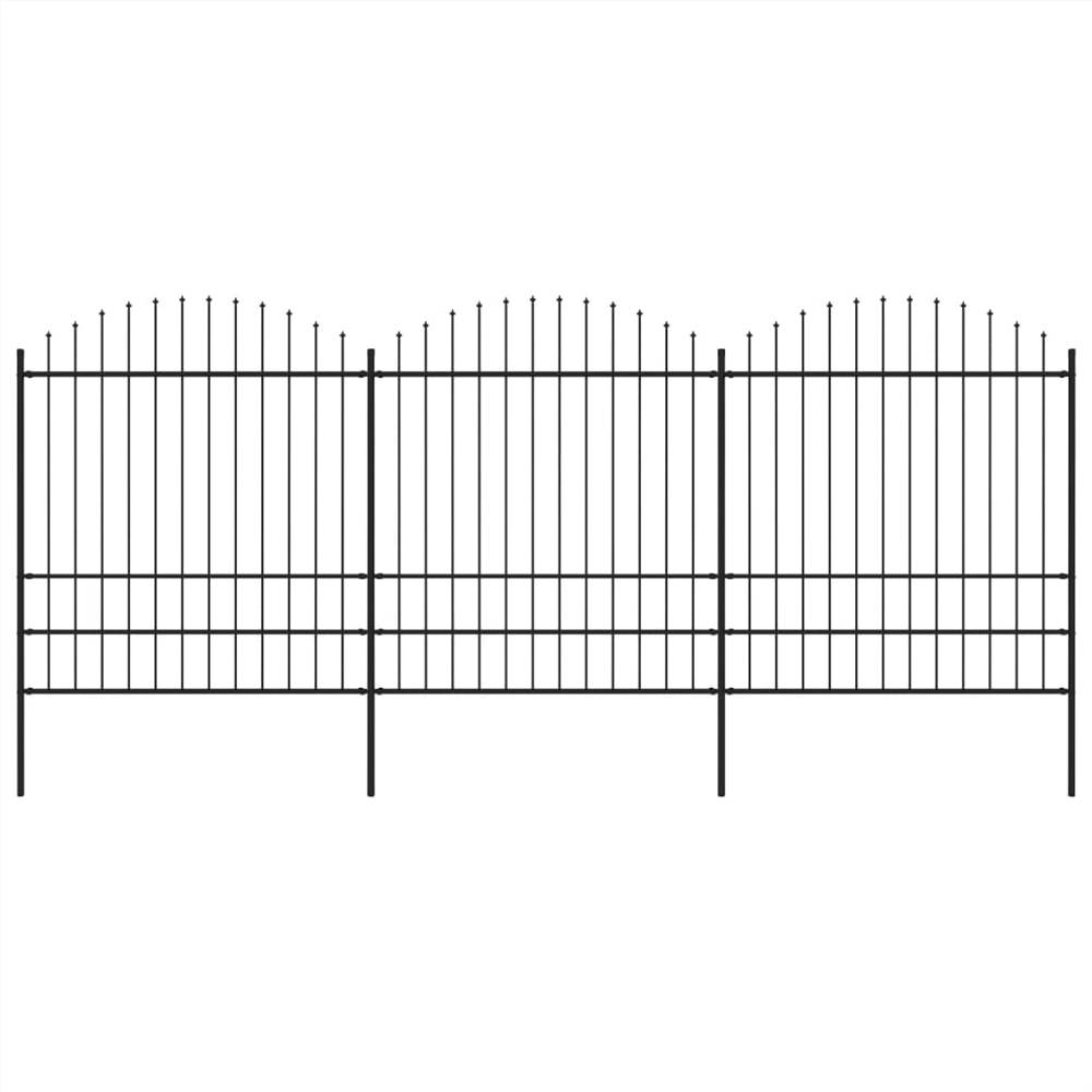 

Garden Fence with Spear Top Steel (1.75-2)x5.1 m Black