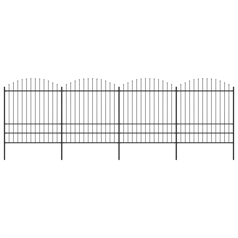 

Garden Fence with Spear Top Steel (1.75-2)x6.8 m Black