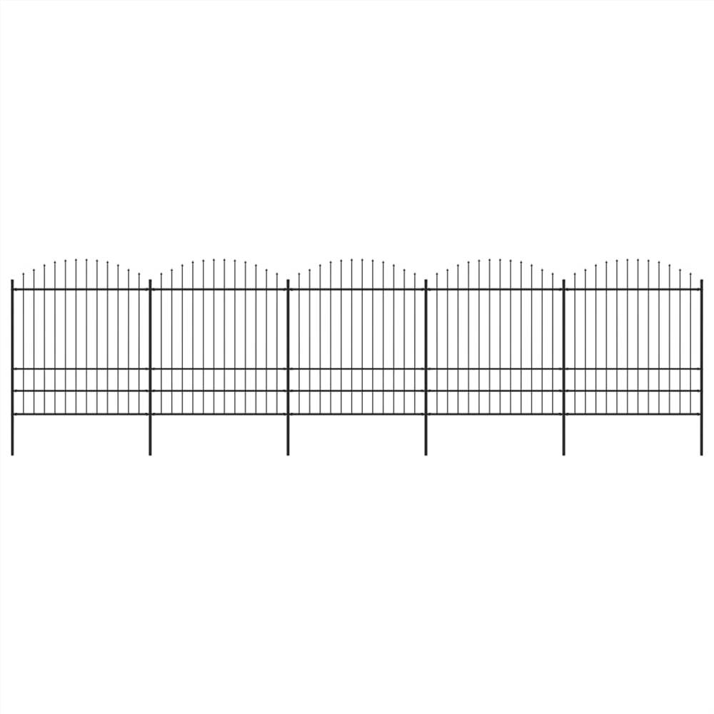 

Garden Fence with Spear Top Steel (1.75-2)x8.5 m Black