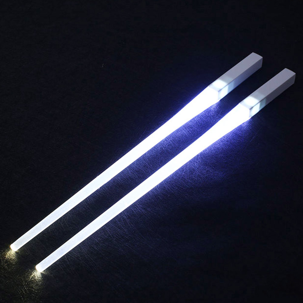 A pair of LED Luminous Chopsticks Creative Tableware Glow Sticks for Party, Special Gifts for Friends - White