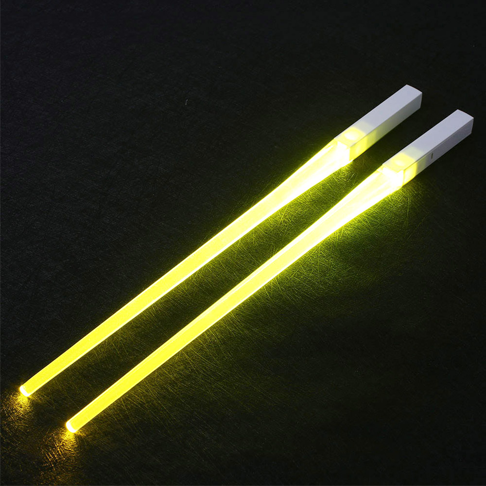 A pair of LED Luminous Chopsticks Creative Tableware Glow Sticks for Party, Special Gifts for Friends - Yellow