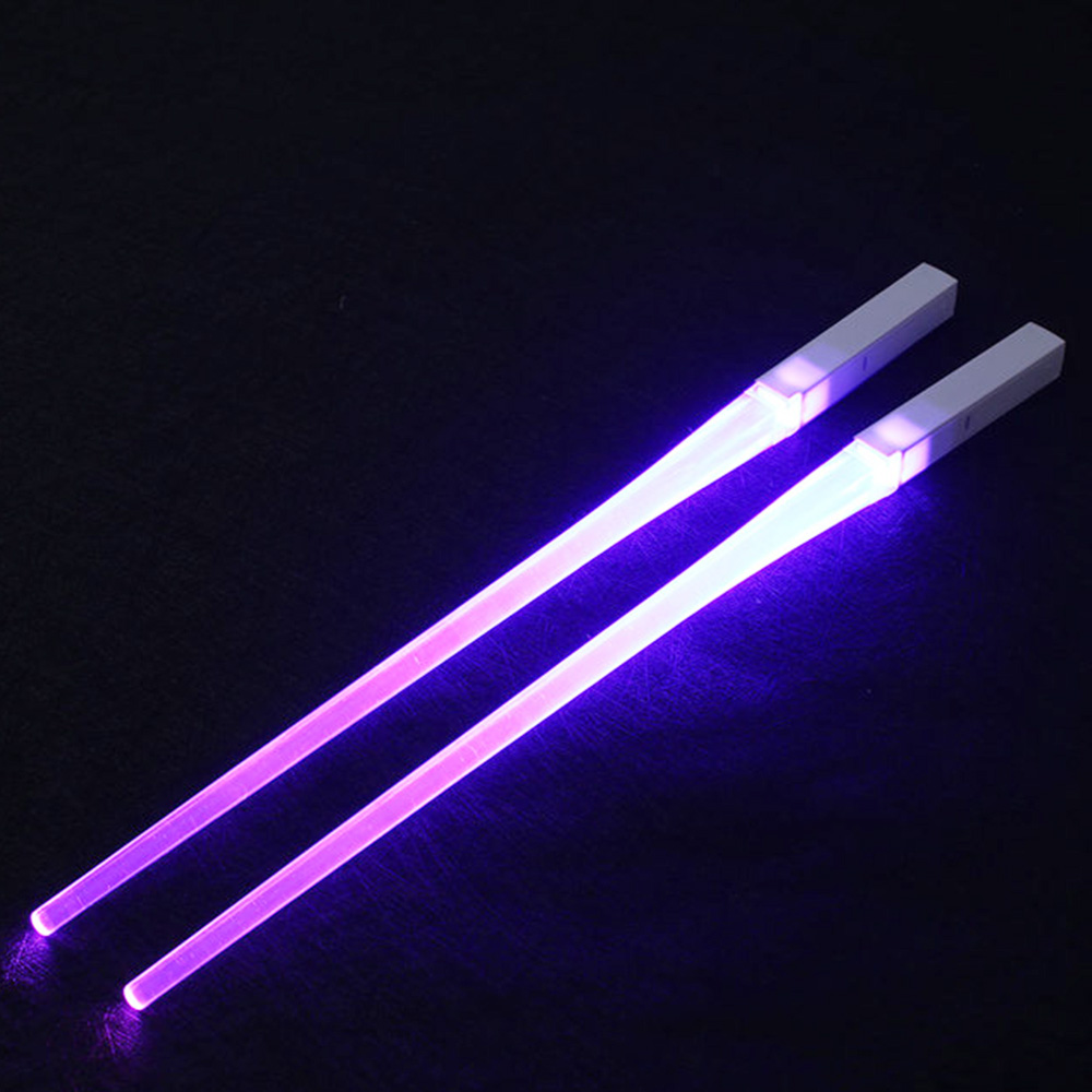 Een paar LED-lichtgevende eetstokjes Creatief servies Glow Sticks voor feest, speciale cadeaus voor vrienden - paars