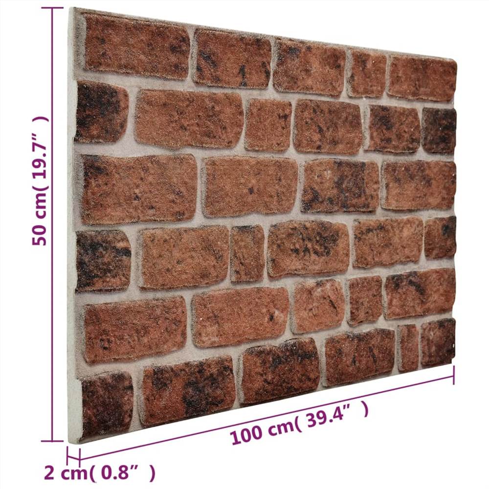 3D Wall Panels with Dark Brown Brick Design 10 pcs EPS