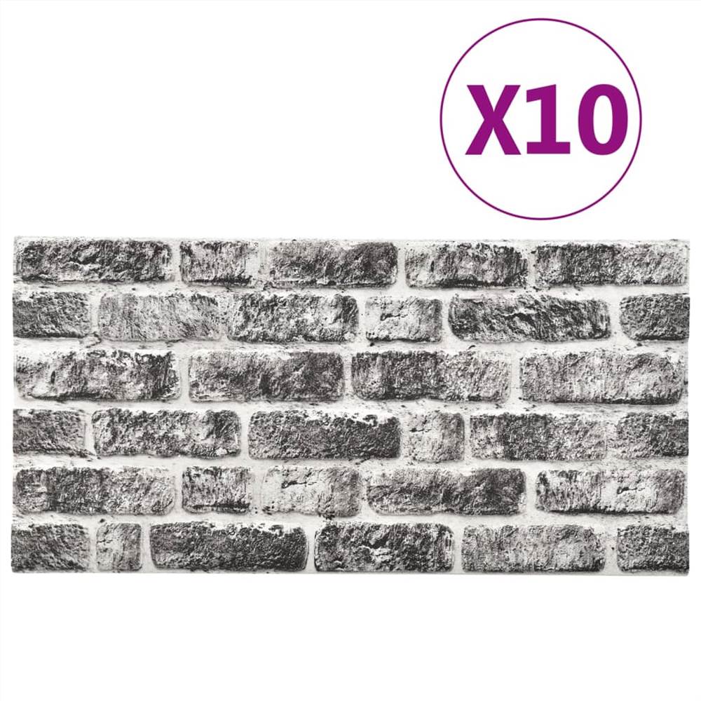 3D Wall Panels with Dark Grey Brick Design 10 pcs EPS