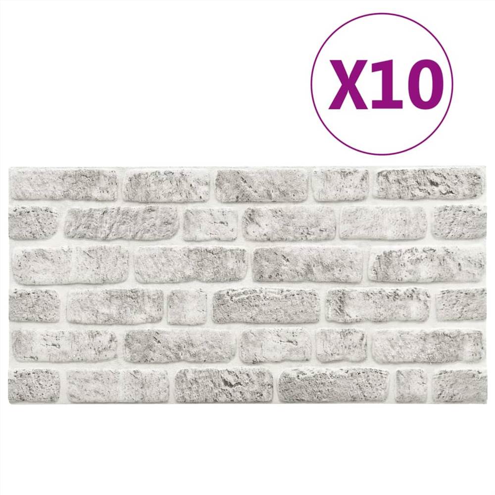 3D Wall Panels with Light Grey Brick Design 10 pcs EPS