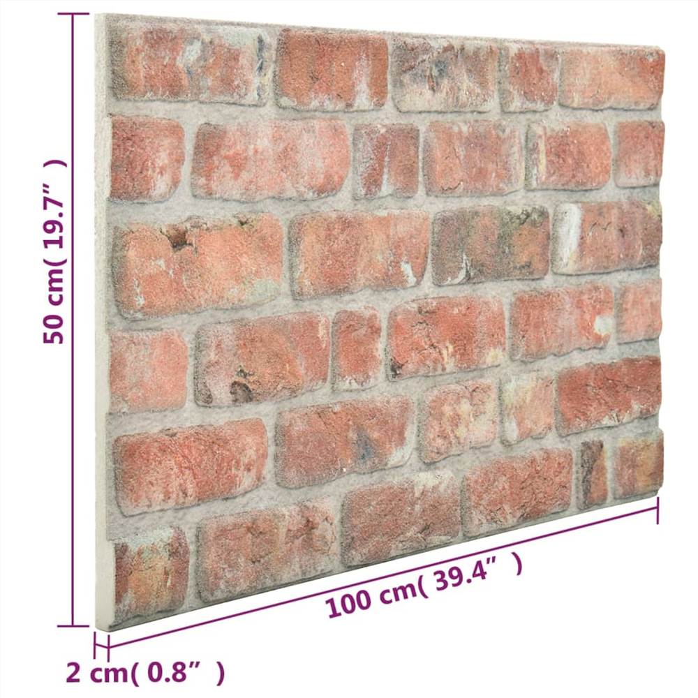 3D Wall Panels with Red Brick Design 10 pcs EPS