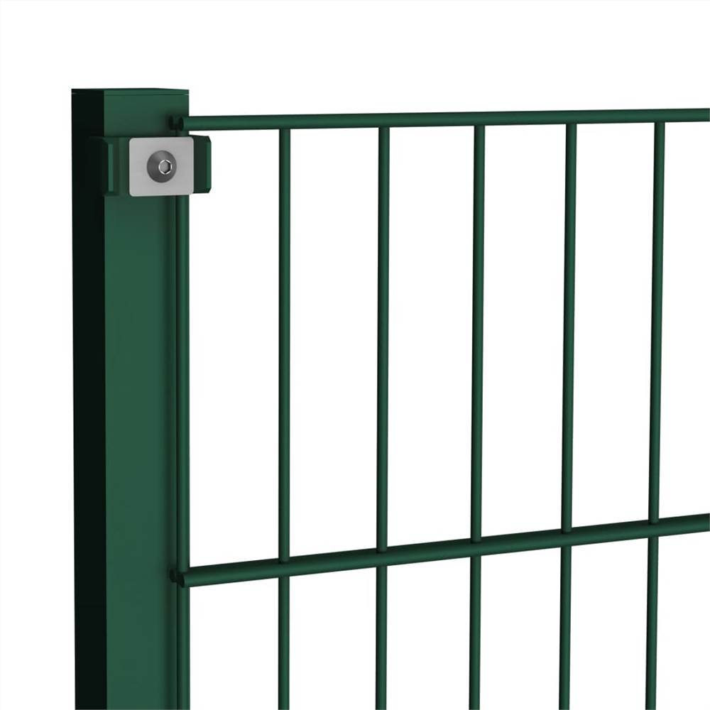 Fence Panel with Posts Iron 17x1.6 m Green