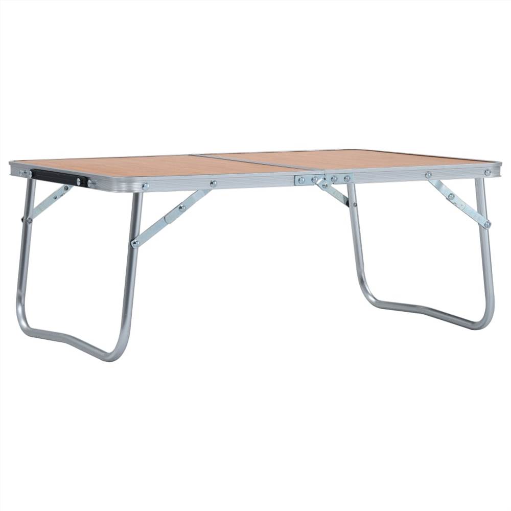 Tavolo da campeggio pieghevole in alluminio marrone 60x40 cm