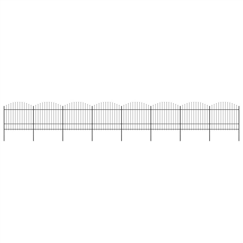 

Garden Fence with Spear Top Steel (1.5-1.75)x13.6 m Black