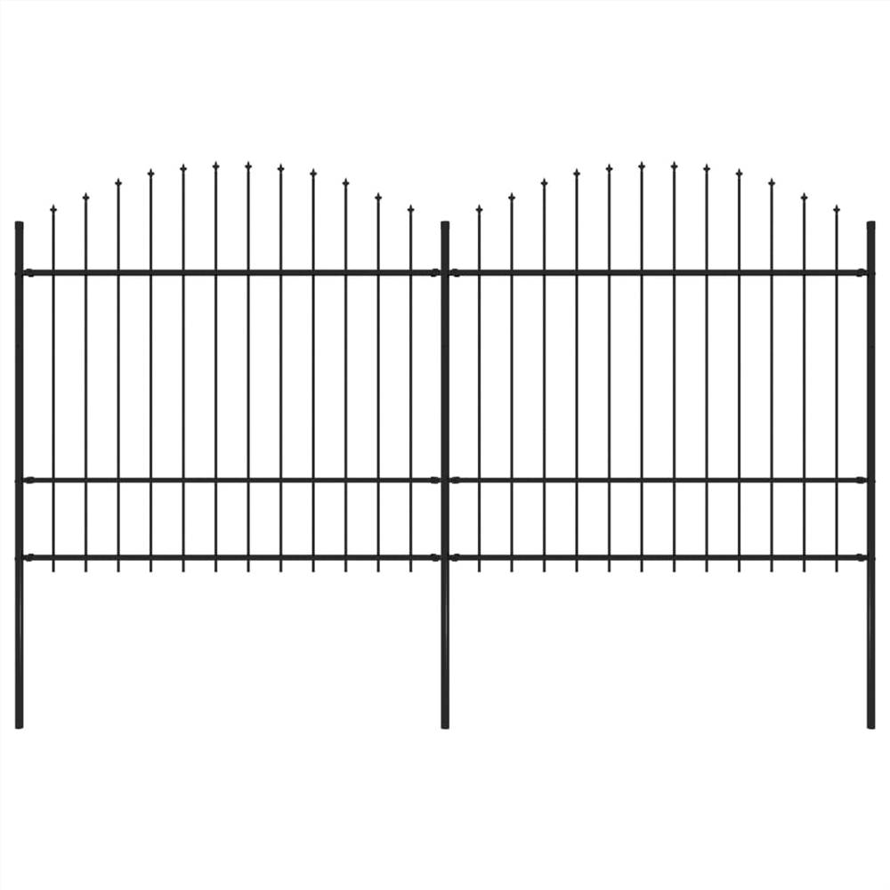 

Garden Fence with Spear Top Steel (1.5-1.75)x3.4 m Black