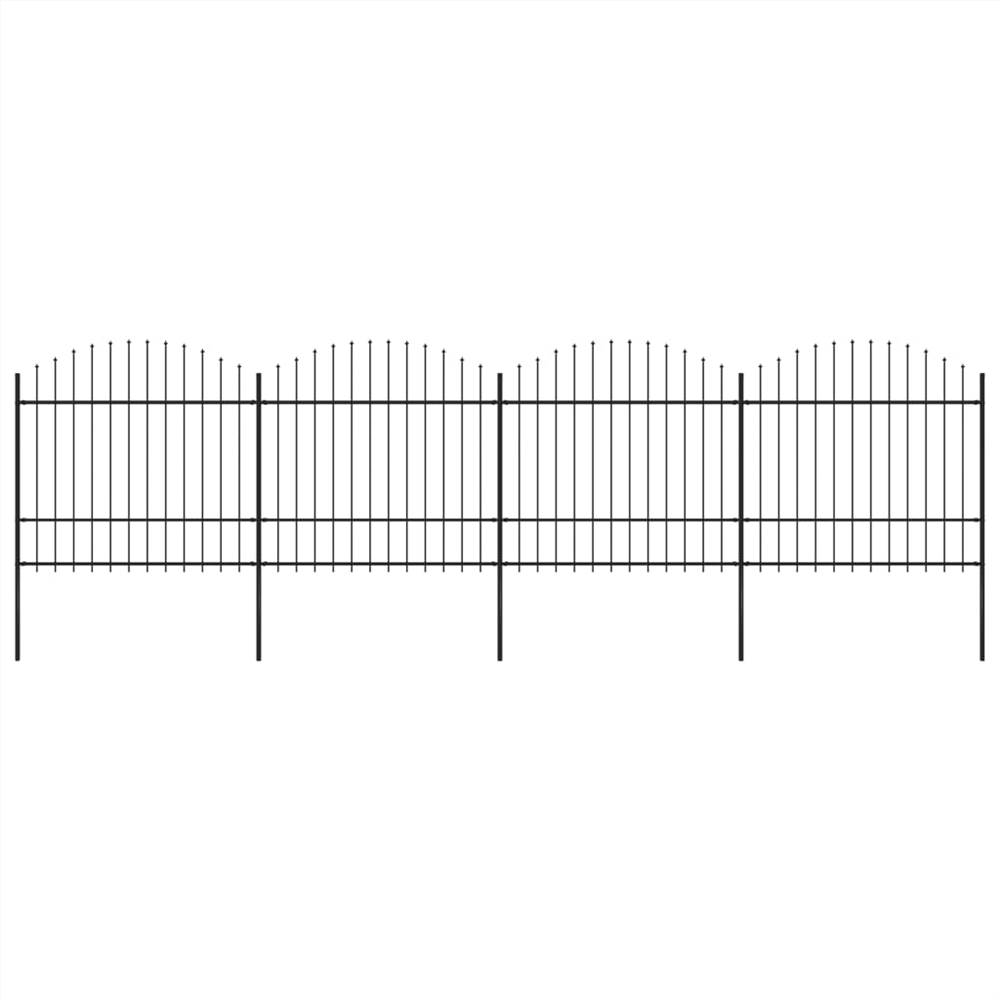 

Garden Fence with Spear Top Steel (1.5-1.75)x6.8 m Black