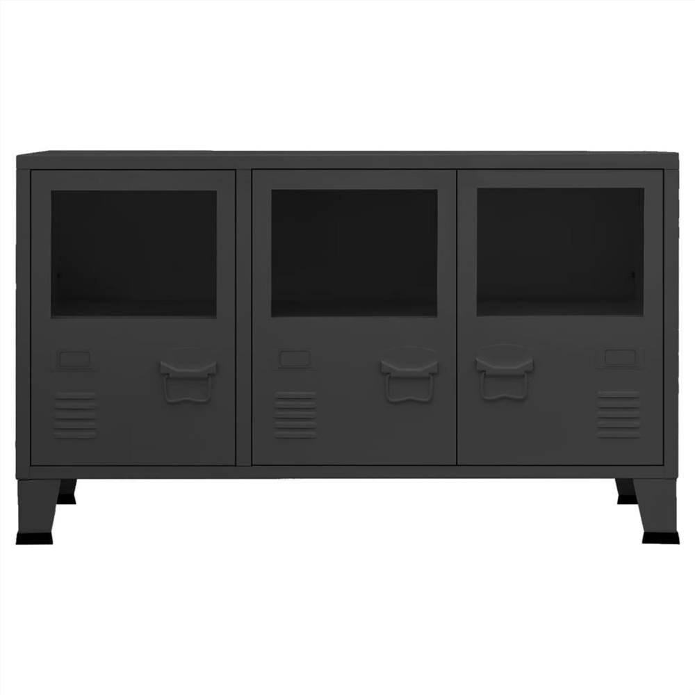 Industrial Sideboard Black 105x35x62 cm Metal and Glass