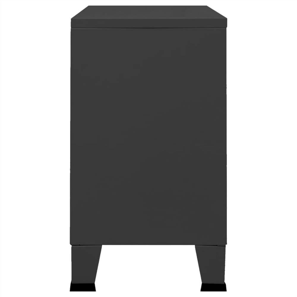 Industrial Sideboard Black 105x35x62 cm Metal and Glass