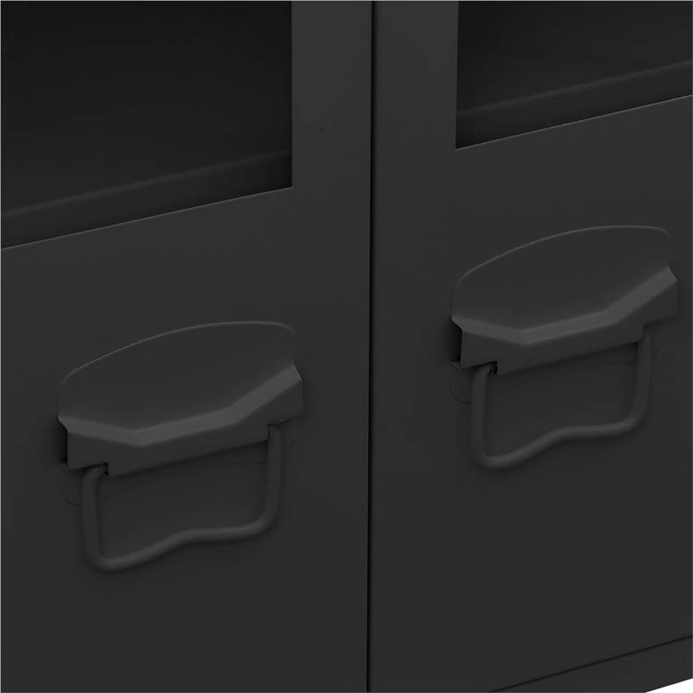 Industrial Sideboard Black 105x35x62 cm Metal and Glass