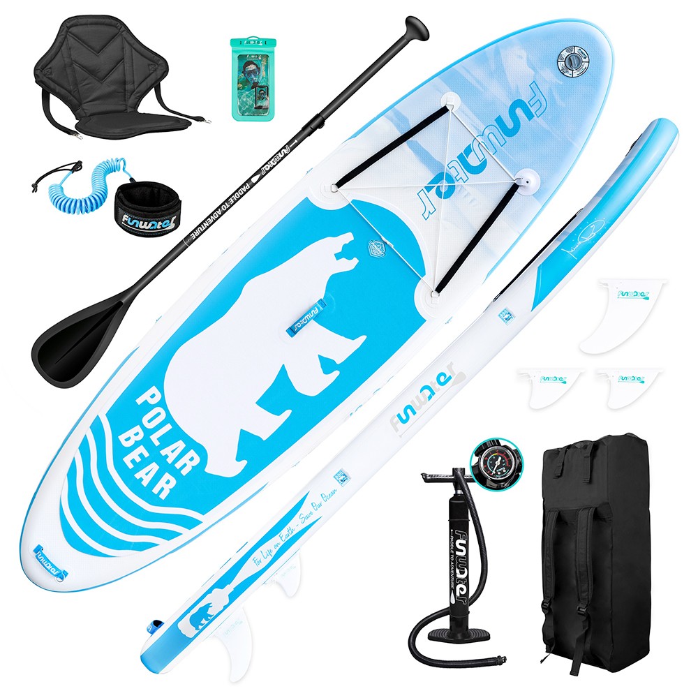 FunWater Polar Bear 320*83*15 Inch Inflatable Stand Up Paddling Board Adjustable Maximum Load 150kg