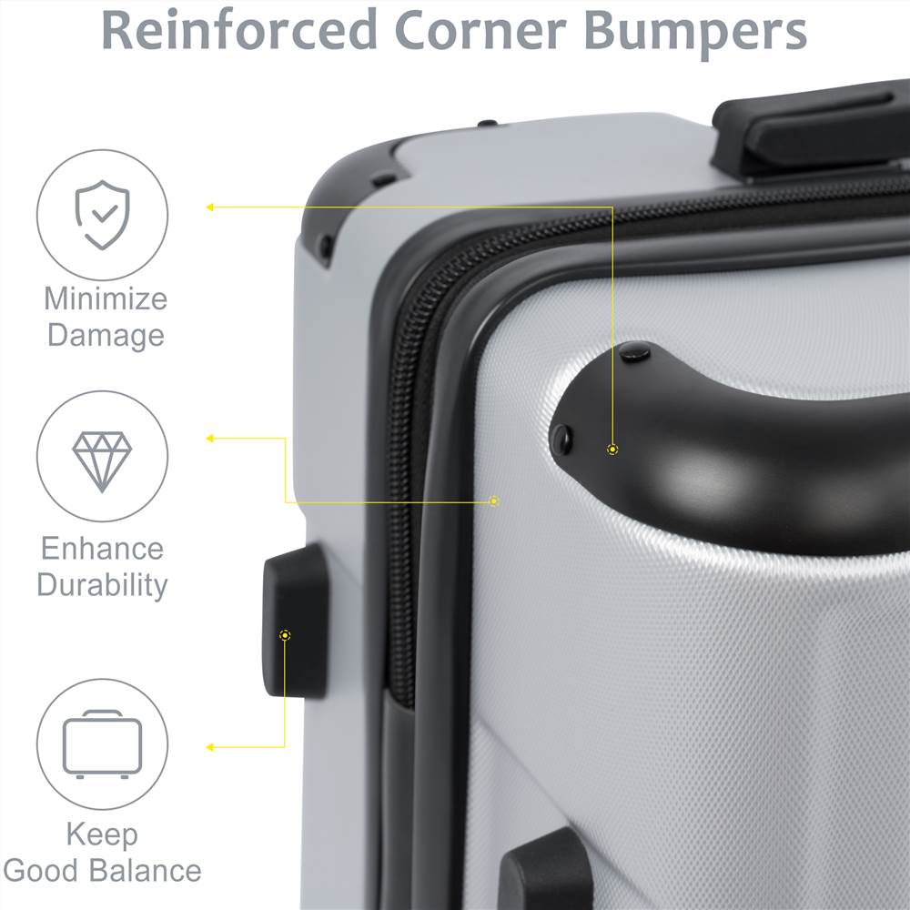 20 Inch Hardshell Luggage Spinner Suitcase with TSA Lock - Silver 16 Hardshell Luggage Spinner Suitcase with TSA Lock Lightweight 20
