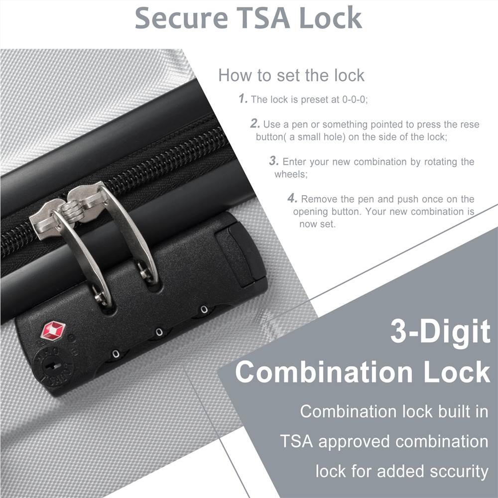 20 Inch Hardshell Luggage Spinner Suitcase with TSA Lock - Silver 17 Hardshell Luggage Spinner Suitcase with TSA Lock Lightweight 20