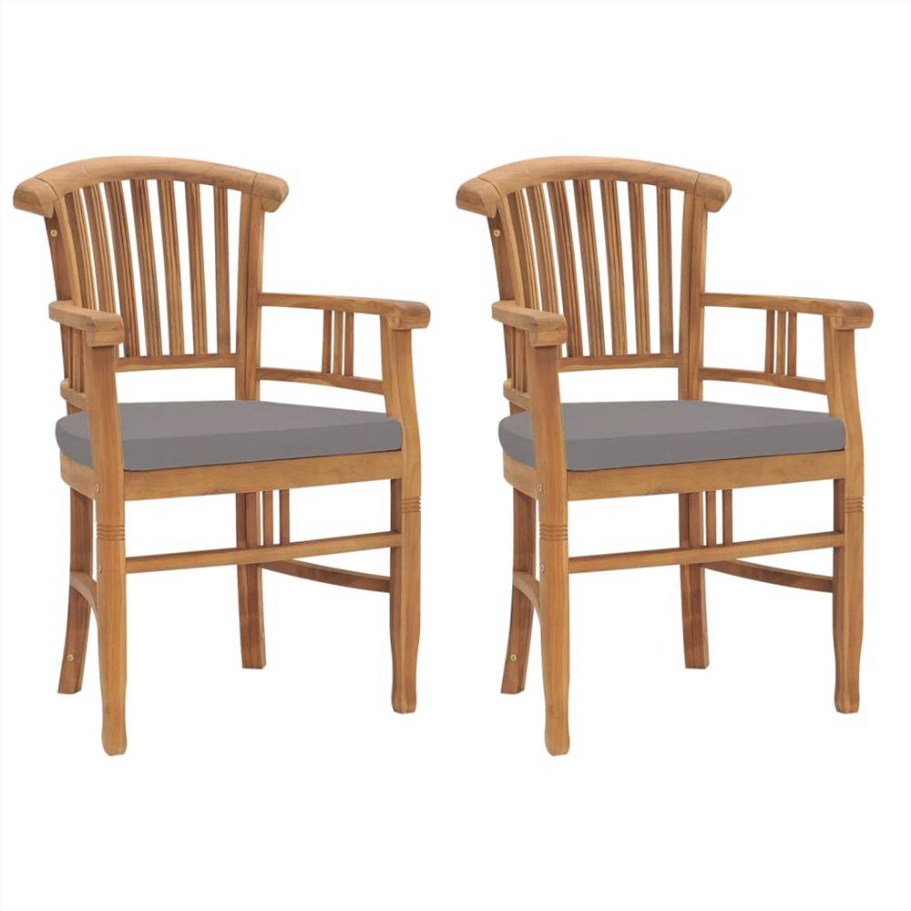 

Garden Chairs 2 pcs with Dark Grey Cushions Solid Teak Wood