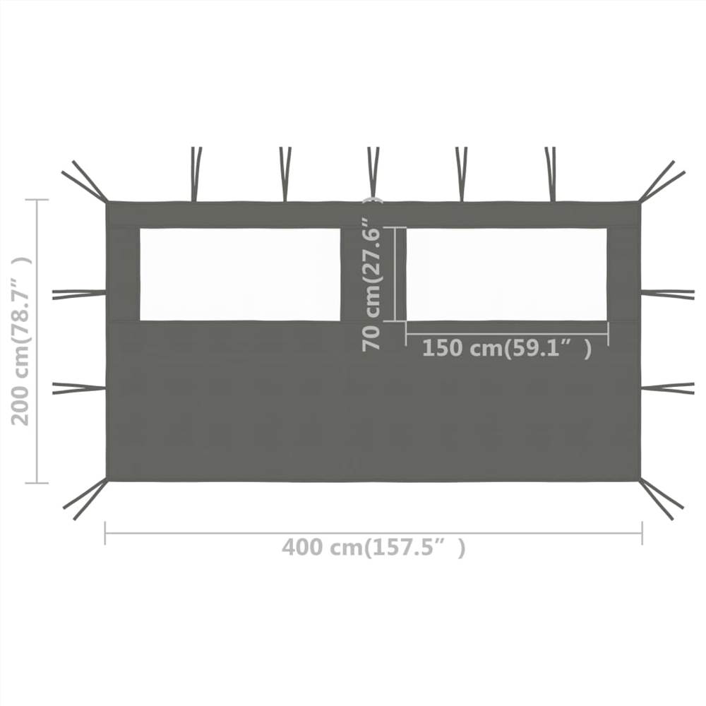 Gazebo Sidewall with Windows 4x2 m Anthracite