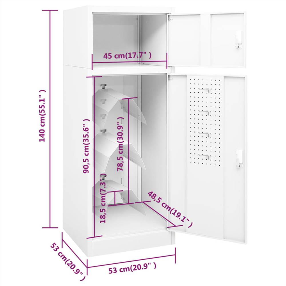 Saddle Cabinet White 53x53x140 cm Steel