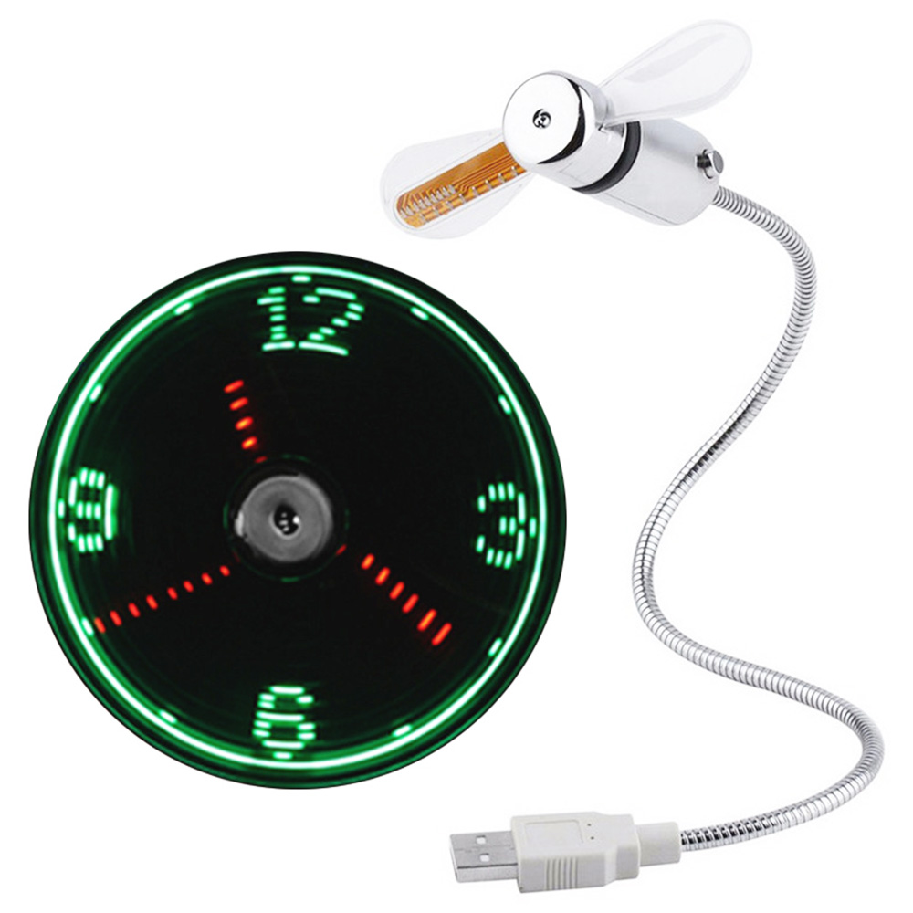 Intelligent USB Clock Fan Serpentine Fan for Laptop, with the Clock Pattern to Show Time, USB power supply