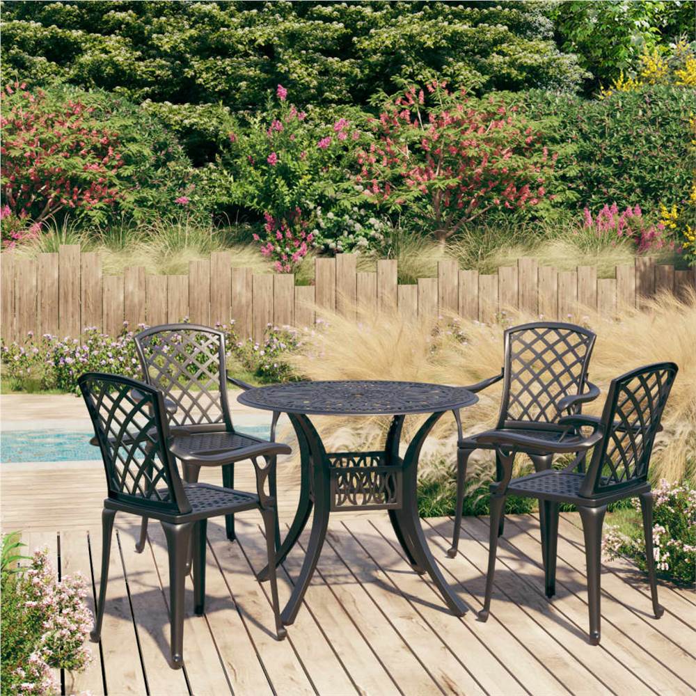 

5 Piece Bistro Set Cast Aluminium Black