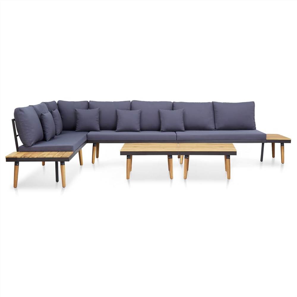 

7-Seater Garden Lounge Set with Cushions Solid Acacia Wood