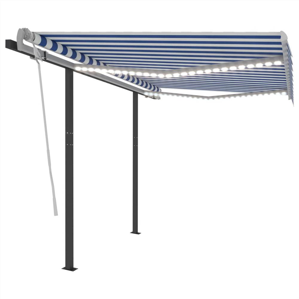 Automatic Awning with LED & Wind Sensor 3.5x2.5 m Blue & White