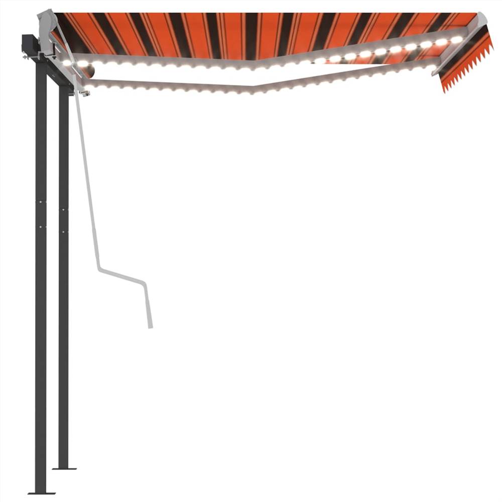 Automatic Awning with LED & Wind Sensor 3.5x2.5m Orange & Brown