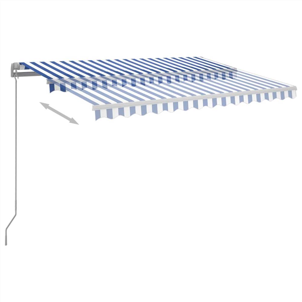 Automatic Awning with LED & Wind Sensor 3x2.5 m Blue and White