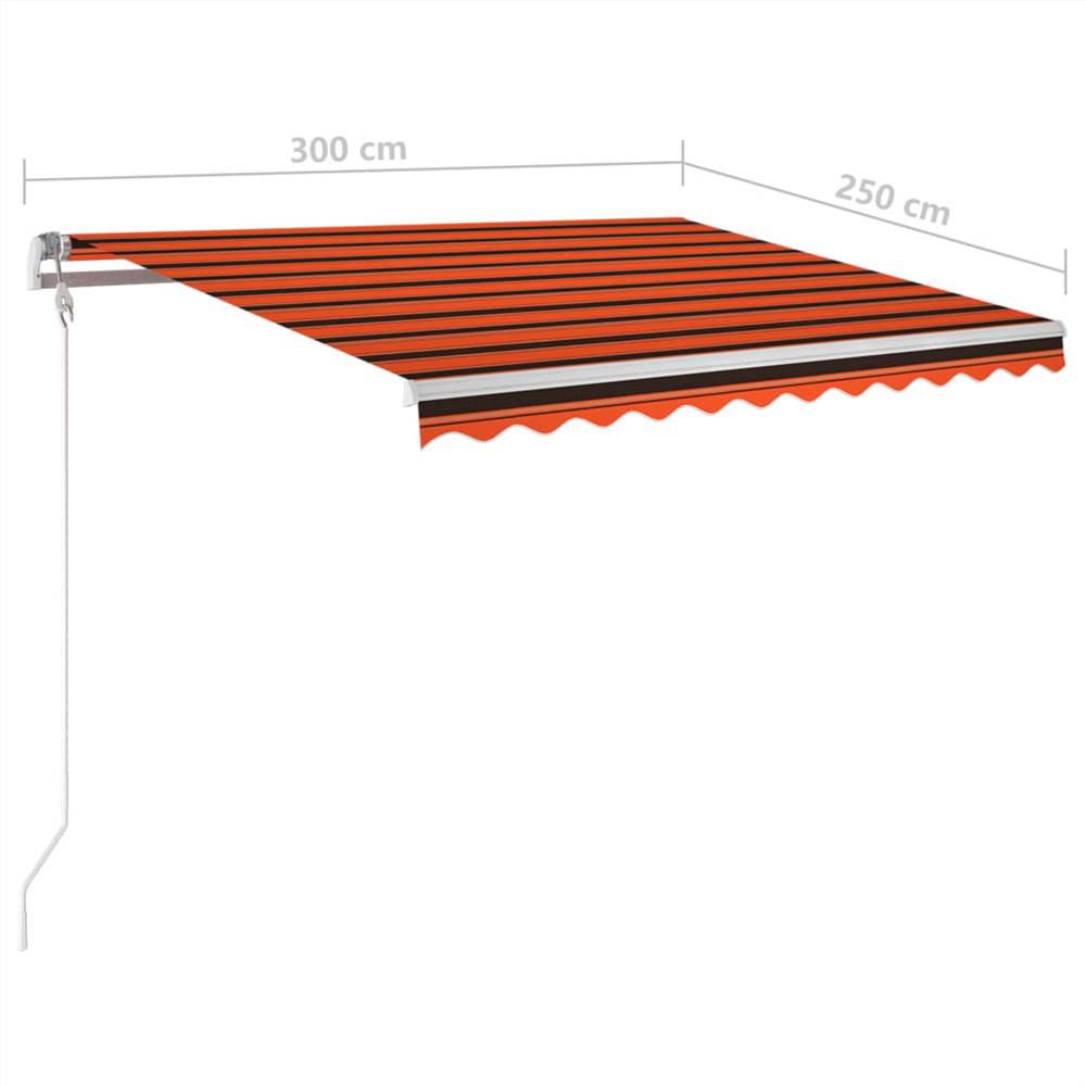 Automatic Awning with LED & Wind Sensor 3x2.5 m Orange & Brown